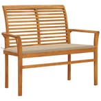 vidaXL Tuinbank met beige kussen 112 cm massief teakhout, Tuin en Terras, Verzenden, Nieuw, Teakhout