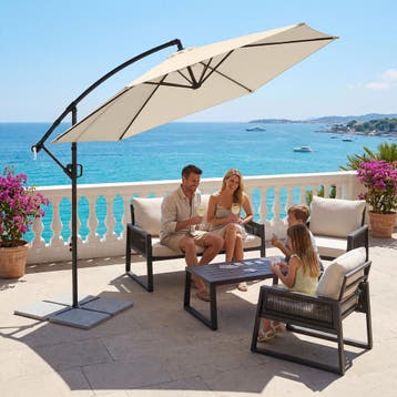 Parasol Artemis, 360° draaibaar, kantelbaar, 3 x 3 m - beige, Verzenden, Nieuw