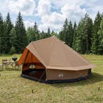 vidaXL Gezinstent Bruin 10-persoons Polykatoen, Caravans en Kamperen, Tenten, Verzenden, Nieuw, Tot en met 2