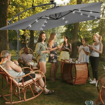 Parasol Sunna LED-zonneenergie met zwengel 2,5 x 2,5 m - lic, Verzenden, Nieuw