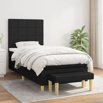 vidaXL Boxspring met matras stof zwart 80x200 cm, Eenpersoons, Verzenden, Zwart, Nieuw