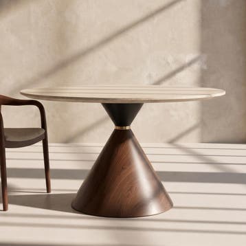 *WOONWINKEL* Kare Design Cono Ronde Eettafel Travertinlook, Huis en Inrichting, Tafels | Eettafels, Verzenden, Nieuw