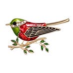 Fako Bijoux - Broche - Vogel - Vogel Op Tak - 45x26mm - Rood, Verzenden, Nieuw