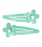 Haarspeld Klikklak 4cm - Bloem - Metaal - Groen - Set van 2, Nieuw