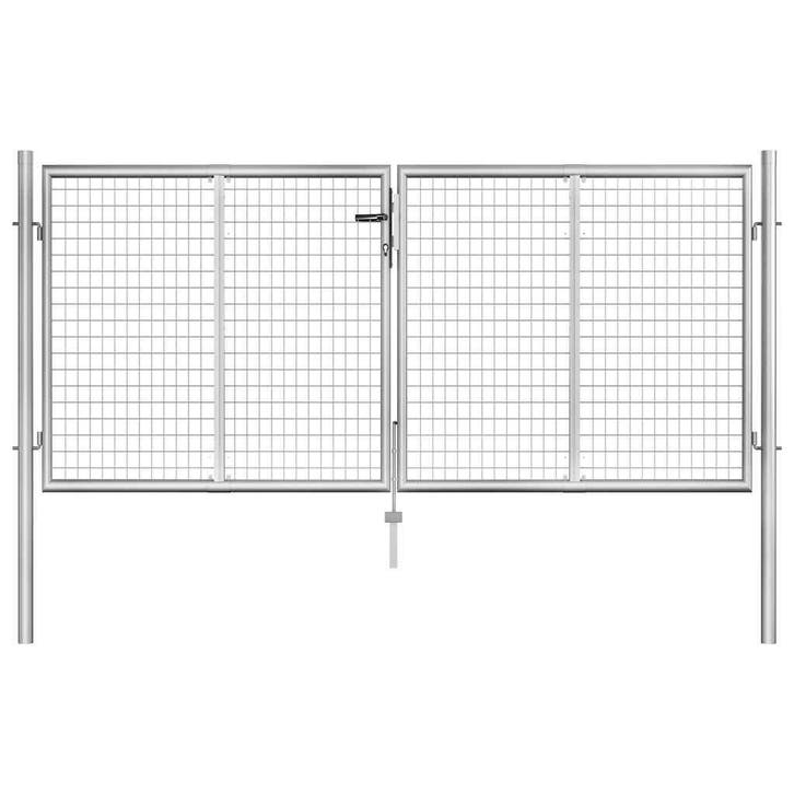 vidaXL Tuinpoort gegalvaniseerd staal 300x100 cm zilver, Tuin en Terras, Tuinpoorten, Nieuw, Verzenden