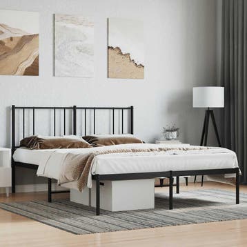 vidaXL Bedframe met hoofdbord metaal zwart 120x200 cm, Verzenden, Zwart, Nieuw, Twijfelaar