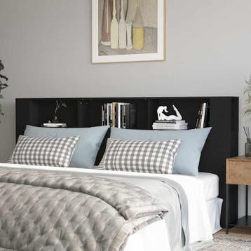 vidaXL Hoofdbordkast 220x18,5x104,5 cm zwart, Verzenden, Nieuw, Zwart, Hout