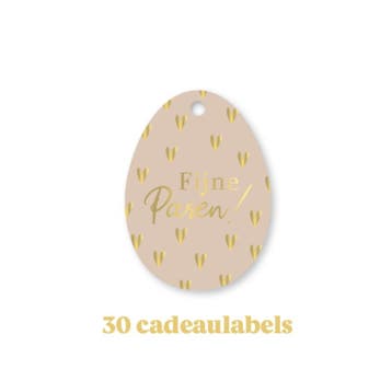 30x Cadeaulabel - VROLIJK PASEN - Beige - goudfolie - paa..., Ophalen of Verzenden, Nieuw
