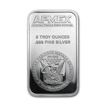 5 Troy Ounce - Zilver .999 - 5 oz APMEX 999 Fine Silver Bar, Postzegels en Munten, Edelmetalen en Baren