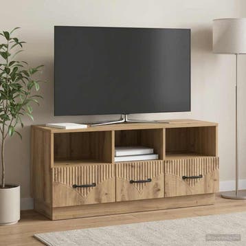 vidaXL TV-kast 102 x 34,5 x 47 cm Artisanaal eiken Bewerkt, Minder dan 50 cm, Verzenden, Nieuw, Minder dan 100 cm