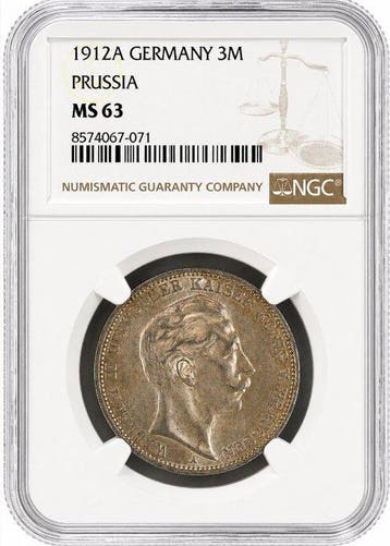 Duitsland, keizerrijk Wilhelm II. 3 Mark 1912 - NGC MS63