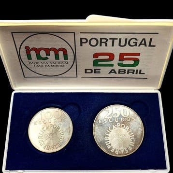 Portugal. Silver Proof Set with 100 Escudos & 250 Escudos