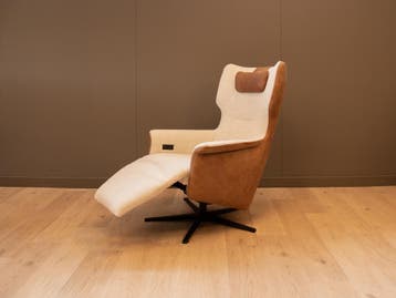 Relaxstoel Estefano 2 kleurig showroommode, NU 25% KORTING, Moderne relaxstoel , Minder dan 75 cm, Metaal, Nieuw