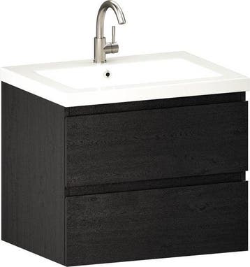 2dekans | Mirlux Badkamermeubel Zwart Eiken 60 cm - Wastafel, Huis en Inrichting, Ophalen of Verzenden, Zo goed als nieuw
