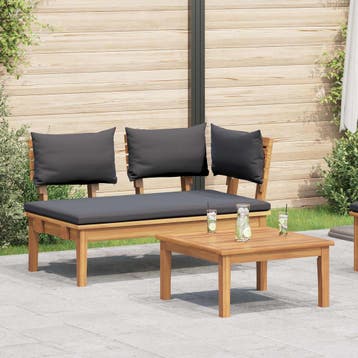 vidaXL Tuinbank en Tafelset 2 pcs Grijs en Bruin Massief, Tuin en Terras, Verzenden, Nieuw, 2 zitplaatsen