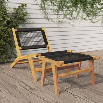 vidaXL Tuinstoel met voetensteun massief teakhout en, Tuin en Terras, Tuinstoelen, Verzenden, Nieuw, Teakhout