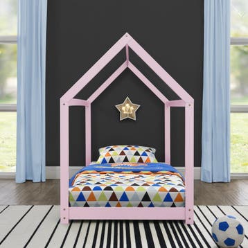 Kinderbed Netstal houten bed huisbed 90x200 cm roze, Verzenden, Nieuw