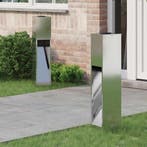 vidaXL Zonne LED Padverlichting 2 pcs Zilver Gegalvaniseerd, Tuin en Terras, Buitenverlichting, Verzenden, Nieuw