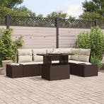 vidaXL Tuin Sofa Set met opslag 6 pcs Bruin Poly riet, Verzenden, Nieuw, Rotan