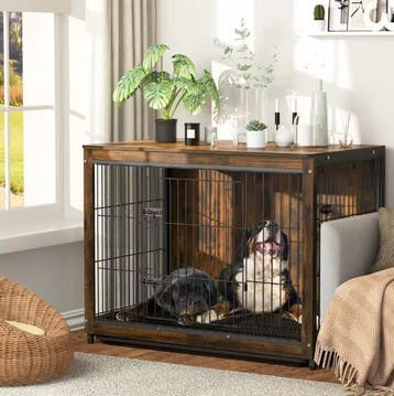 Houten Hondenbench met Bijzettafel –Dubbele Deur en Dienblad, Verzenden, Nieuw