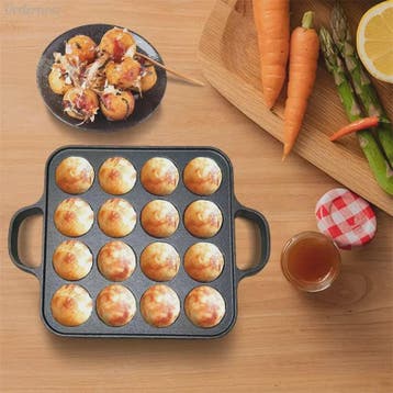 Gietijzeren Takoyaki Pan met 16 Holtes - Non-Stick Octopus B, Verzenden, Nieuw
