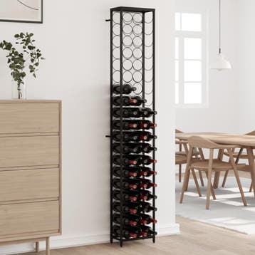 vidaXL Wijnrek voor 57 flessen 34x18x200 cm smeedijzer zwart, Verzenden, Nieuw