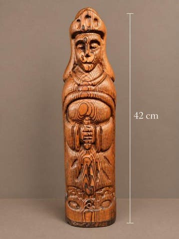 Beeld, Heiligen beeld, of flessenhouder? - 42 cm - Hout, Antiek en Kunst