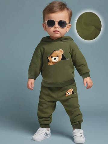 Schattige Baby Jongens Set: Fleece Sweater met Beerprint en, Verzenden, Nieuw