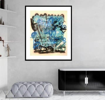 Dam Domido - Graffitis blues- 120x100 cm-White background
