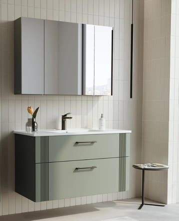 Badmeubel Bari green 100cm  met spiegelkast, Ophalen, Nieuw