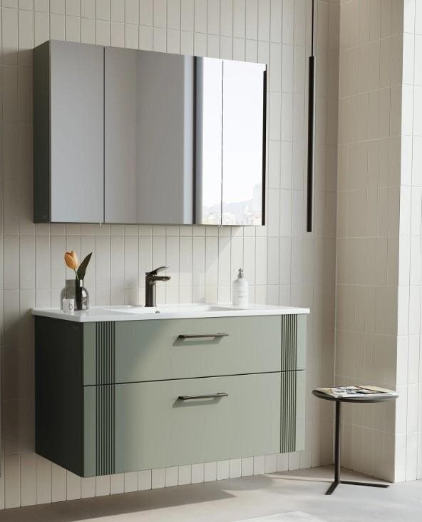 Badmeubel Bari green 100cm  met spiegelkast, Huis en Inrichting, Badkamer | Badkamermeubels, Nieuw, Ophalen