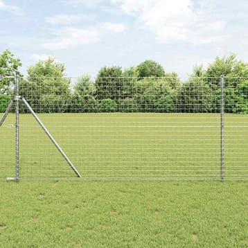 vidaXL ingegraven hekpalen 13 st Zilverkleurig Gepoedercoat, Verzenden, Nieuw