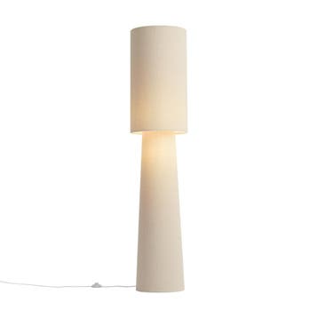 Japandi vloerlamp beige teddy stof 2-lichts - Trompet, Huis en Inrichting, Lampen | Vloerlampen, Verzenden, Nieuw, Japandi