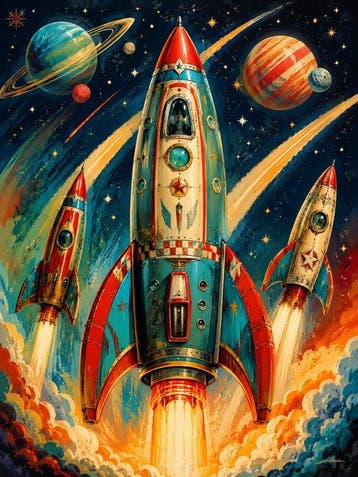 Shayer - Tin Rocket – Dreams Beyond the Stars - XL - 60x80cm