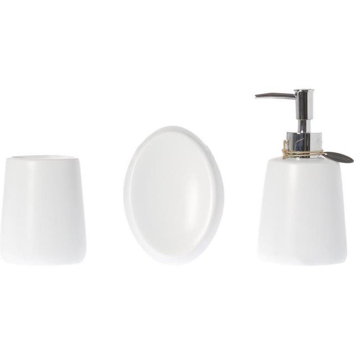 Benson 3-delige badkamerset - wit - keramiek - 26 cm, Huis en Inrichting, Badkamer | Badtextiel en Accessoires, Nieuw, Ophalen of Verzenden