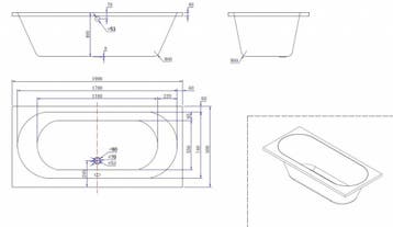 Wiesbaden Portus RD inbouw ligbad 190*90*49 cm wit DUO, Ophalen of Verzenden, Nieuw