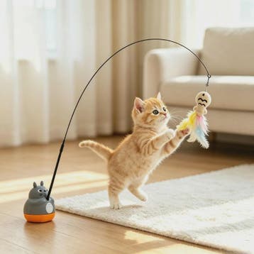 Interactieve Kattenhengel met Roterende Basis & Veer - Stimu, Verzenden, Nieuw
