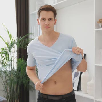 Heren IJszijde T-shirt met Korte Mouwen en V-hals - Ademend,, Verzenden, Nieuw