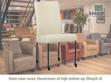 Leren eetkamerstoel Comfort met wieltjes - Toledo Avorio, Huis en Inrichting, Stoelen, Overige kleuren, Nieuw, Leer, Ophalen of Verzenden