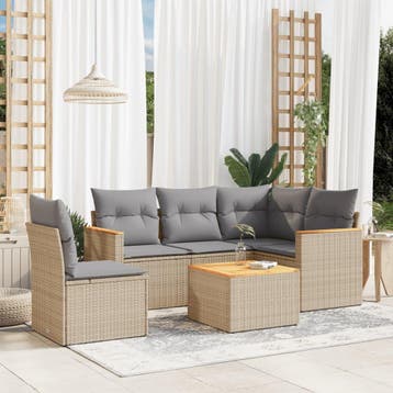 vidaXL 6-delige Loungeset met kussens poly rattan gemengd, Verzenden, Nieuw, Loungeset