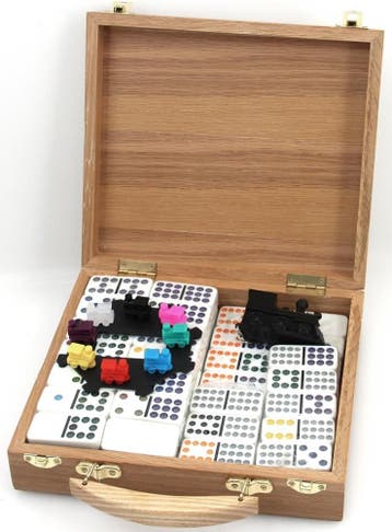 Mexican Train Domino Dubbel 12 - Deluxe Houten Koffer | HOT, Verzenden, Nieuw