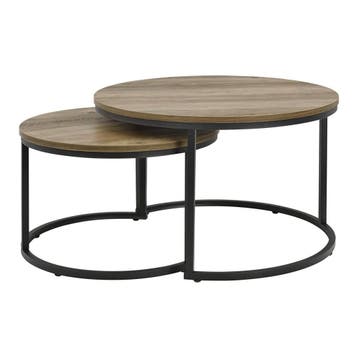 Salontafel Christchurch rond set van 2 houtkleurig donker en, Huis en Inrichting, Tafels | Salontafels, Verzenden, Nieuw