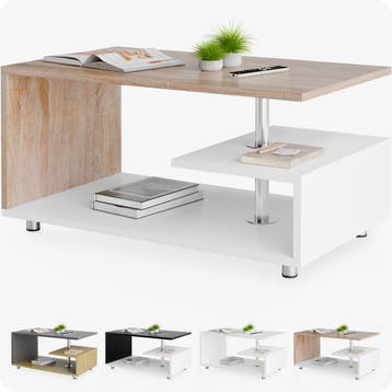 Salontafel Orlando Wit/Eik 95x55x50cm (Meubelen, Interieur), Huis en Inrichting, Complete inboedels, Verzenden