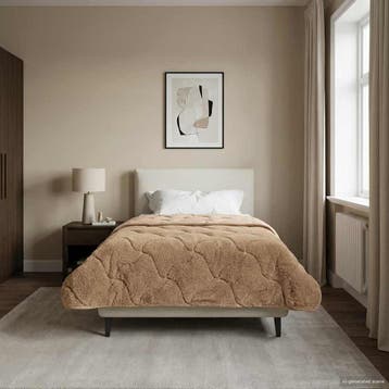 vidaXL Zomer Dekbed Taupe 140 x 220 cm Microfiber en Teddy, Verzenden, Nieuw