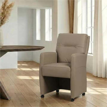 Leren eetkamerstoel Sharp - Toledo Mocca (taupe/bruin) -, Huis en Inrichting, Stoelen, Ophalen of Verzenden, Nieuw, Leer, Eigentijds, Modern