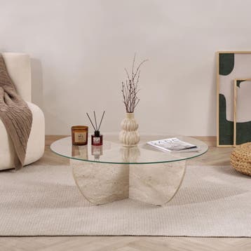 Asir 668NRD1125 Salontafel Travertijn VAN 129 VOOR 49, 50 tot 100 cm, Rond, Nieuw, Minder dan 50 cm