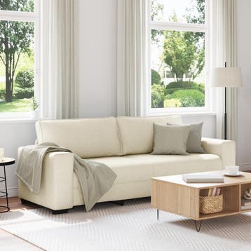 vidaXL 3-zitsbank 180 cm linnen, Verzenden, Stof, 200 tot 250 cm, Driepersoons
