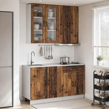 vidaXL Keukenblok KALMAR 4 pcs Oud hout Bewerkt hout, Verzenden, Nieuw, Bruin