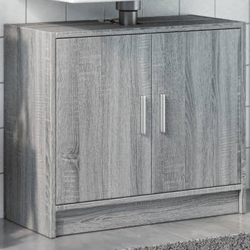 vidaXL Wastafelkast 63x29x55 cm bewerkt hout grijs sonoma, Verzenden, Nieuw, Wastafelkast, Minder dan 100 cm