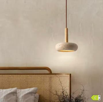 Travertijn Hanglamp – Moderne Natuursteen LED Binnenlamp, Verzenden, Nieuw